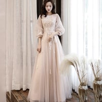 Cute tulle lace long sleeve dress evening dress - Thumbnail 7