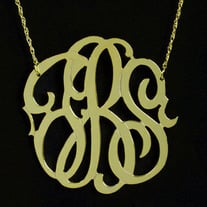 1 1/2 Inch Fancy Gold Vermeil Monogram Necklace