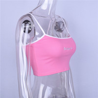 Sexy Pink Babygirl Letter Embroidery Spaghetti Strap Patchwork Crop Top Summer T-shirt E-Girl Kawaii Korean Japanese Harajuku Retro Streetwear Fashion - Thumbnail 2