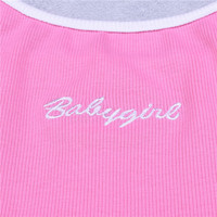 Sexy Pink Babygirl Letter Embroidery Spaghetti Strap Patchwork Crop Top Summer T-shirt E-Girl Kawaii Korean Japanese Harajuku Retro Streetwear Fashion - Thumbnail 5