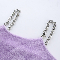 Cute Sexy Purple Chain Sling Fur Fluffy Casual Tank Crop Top Sleeveless Shirt Summer Club E-Girl Kawaii Korean Japanese Harajuku Retro Streetwear - Thumbnail 6