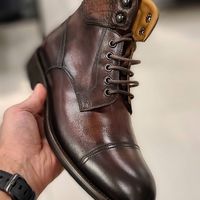 Hand-stitched Cowhide leather men boots in Brown color - Thumbnail 4