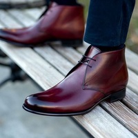 New Handmade Cowhide Leather Newman chukka boot in oxblood - Thumbnail 4