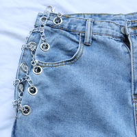 Sexy Chain Waisted Straight Leg Jeans - Thumbnail 1