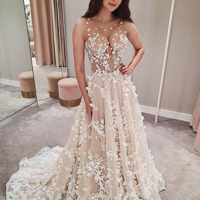 2021 new fashion gorgeous sweetheart lace wedding dresses with train
