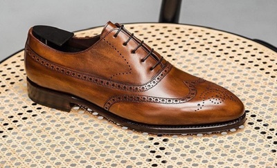 Handmade Brown Color Leather Wing Tip Brogue Shoes, Men's Lace up Dress Boots