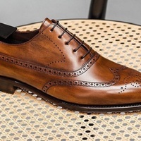 Handmade Brown Color Leather Wing Tip Brogue Shoes, Men's Lace up Dress Boots - Thumbnail 4