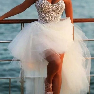 Sweetheart hi low wedding dresses bridal gown - Thumbnail 4