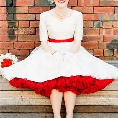  vintage 1950's bridal dresses tea length with half sleeves - Thumbnail 3