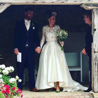 Two Piece Wedding Dresses Bridal Gown Top with Sleeves - Thumbnail 1