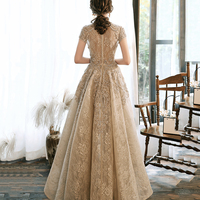 Cute lace long prom dress high low evening dress - Thumbnail 3