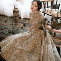 Cute lace long prom dress high low evening dress - Thumbnail 5