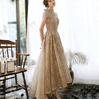 Cute lace long prom dress high low evening dress - Thumbnail 8