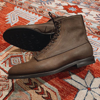 Handmade Bespoke Elegant Brown Ankle High lace Up Leather Boots for Men - Thumbnail 4