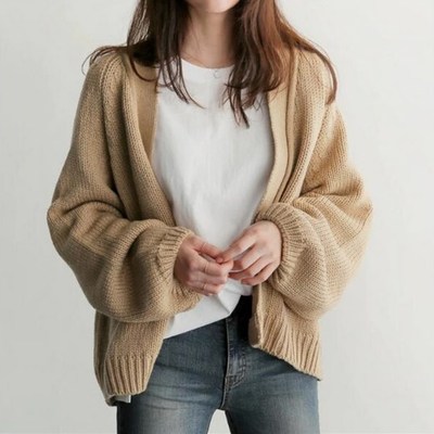 Cute vintage style loose knitted women's cardigan