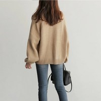 Cute Vintage Style Loose knitted Women's Cardigan - Thumbnail 2
