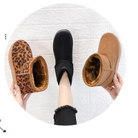 Leopard Print Black and Brown Winter Warm Ankle Boots For Women - Thumbnail 4
