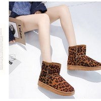 Leopard Print Black and Brown Winter Warm Ankle Boots For Women - Thumbnail 6