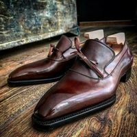 Handmade Men's Tassel loafer Brown leather Shoes, Men dress shoes - Thumbnail 1
