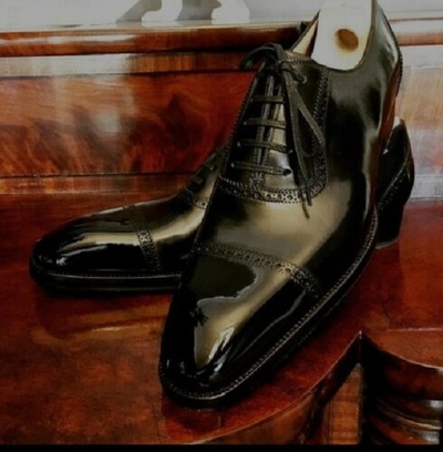 Men's Handmade Black Leather Brogue Lace Up Oxford Dress Formal Shoes