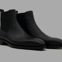 Men's New Handmade Ankle Black Grain Leather Chelsea Boots,Formal Dress Shoes - Thumbnail 1