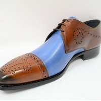 Dual Tone Burnished Brogue Cap Toe Real Leather Derby Lace Up Magnificent Shoes - Thumbnail 4