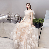 Unique tulle beads long prom dress evening dress - Thumbnail 2