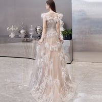 Unique tulle beads long prom dress evening dress - Thumbnail 5