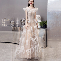 Unique tulle beads long prom dress evening dress - Thumbnail 4
