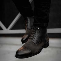 Hand-stitched Cowhide leather men boots in Gray Color - Thumbnail 4