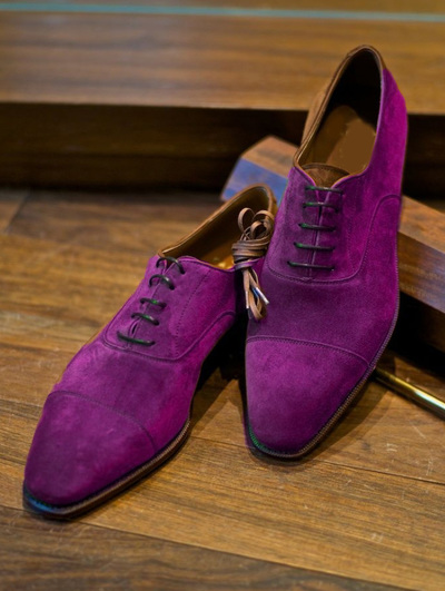 Customize Shoes Handmade Men Purple, Oxford Green Designer Lace Up Shoes