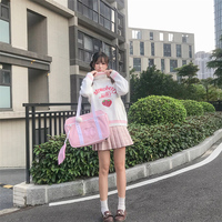 Cute Pastel Pink Strawberry Milk Turtleneck Knit Sweater Sweatshirt Jumper Long Sleeve Pullover E-Girl Kawaii Korean Japanese Harajuku Streetwear - Thumbnail 2