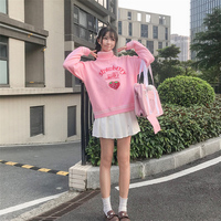 Cute Pastel Pink Strawberry Milk Turtleneck Knit Sweater Sweatshirt Jumper Long Sleeve Pullover E-Girl Kawaii Korean Japanese Harajuku Streetwear - Thumbnail 5