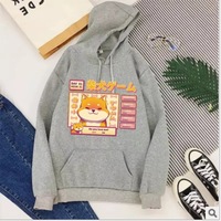 Cute Pastel Shiba Inu Dog Cartoon Print 90s Oversized Hoodie Sweater Sweatshirt Pullover Winter E-Girl Kawaii Korean Japanese Harajuku Streetwear - Thumbnail 2
