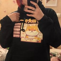 Cute Pastel Shiba Inu Dog Cartoon Print 90s Oversized Hoodie Sweater Sweatshirt Pullover Winter E-Girl Kawaii Korean Japanese Harajuku Streetwear - Thumbnail 5