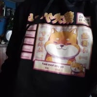 Cute Pastel Shiba Inu Dog Cartoon Print 90s Oversized Hoodie Sweater Sweatshirt Pullover Winter E-Girl Kawaii Korean Japanese Harajuku Streetwear - Thumbnail 7