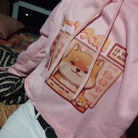 Cute Pastel Shiba Inu Dog Cartoon Print 90s Oversized Hoodie Sweater Sweatshirt Pullover Winter E-Girl Kawaii Korean Japanese Harajuku Streetwear - Thumbnail 8