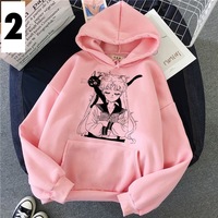 Cute Japanese Anime Girl Cat Cartoon Print Oversized Hoodie  - Thumbnail 3