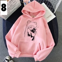 Cute Japanese Anime Girl Cat Cartoon Print Oversized Hoodie  - Thumbnail 9