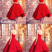 SP1382,2021 Red Sweetheart High Low Homecoming Dress/Prom Dress for Freshman - Thumbnail 1