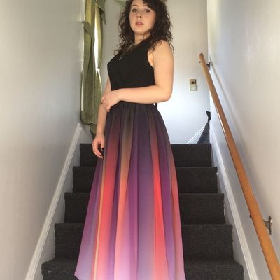 Sp1383,2021 romantic elegant ombre chiffon v neck a line long evening dress prom dress - Thumbnail 5