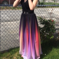 SP1383,2021 Romantic Elegant Ombre Chiffon V Neck A Line Long Evening Dress Prom Dress - Thumbnail 2