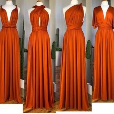 Conversible orange bridesmaid dresses - Thumbnail 4