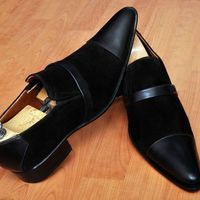  Men Handmade Two Tone Leather Shoes Leather Sole Wing Tip Dress Shoes - Thumbnail 4