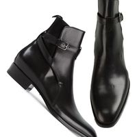 Handmade Jodhpurs Ankle Boot Men Black Buckle Leather Dress Boots - Thumbnail 1