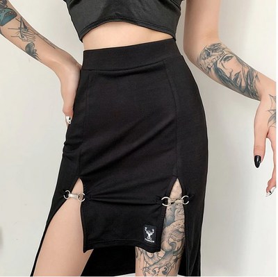 Sexy Gothic Black Bodycon High Waist Skirt