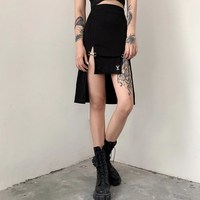 Sexy Gothic Black Bodycon High Waist Skirt - Thumbnail 1