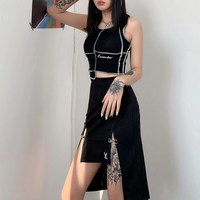 Sexy Gothic Black Bodycon High Waist Skirt - Thumbnail 3
