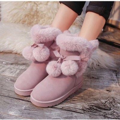 Cute plush faux fur ankle winter boots - Thumbnail 5