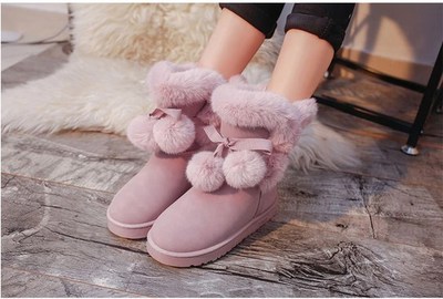 Cute Plush Faux Fur Ankle Winter Boots